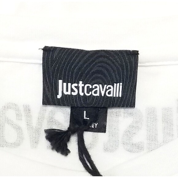 NWT JUST CAVALLI Men's White T Shirt Black Triangle Graphic Sz Large Tee Logo - Picture 7 of 12
